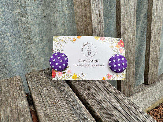 Fabric Purple Small Spot Earring