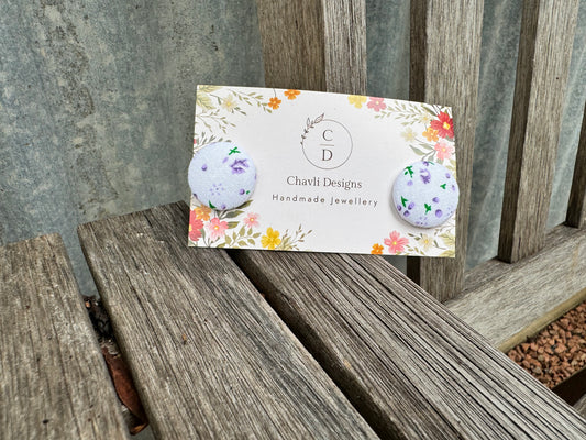 Fabric Minimal Purple Flower Earring