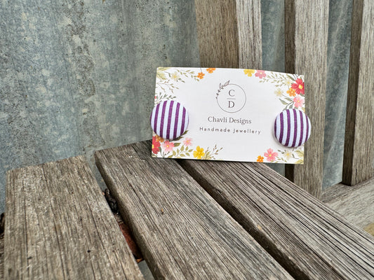 Fabric Purple Stripe Earring