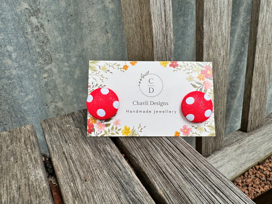 Fabric Large Red Spot Earring