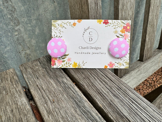 Fabric Baby Pink Large Spot Earring