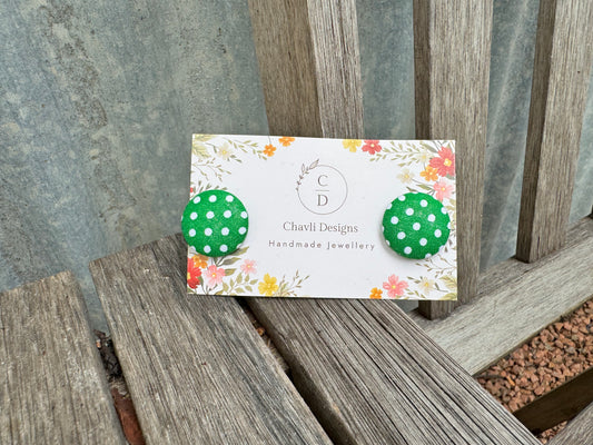 Fabric Green Small Spot Earring