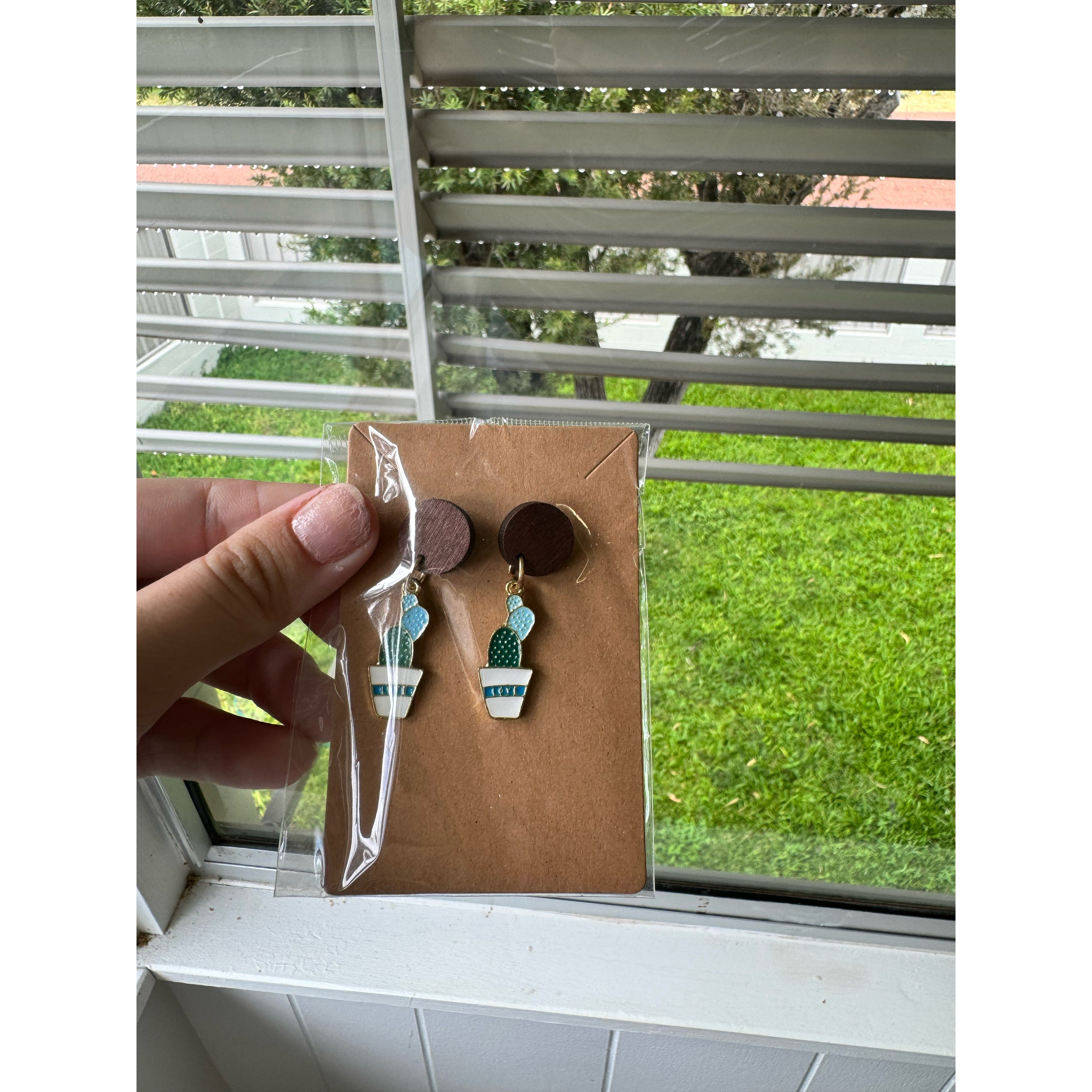 Wood with Cactus Plant Dangle