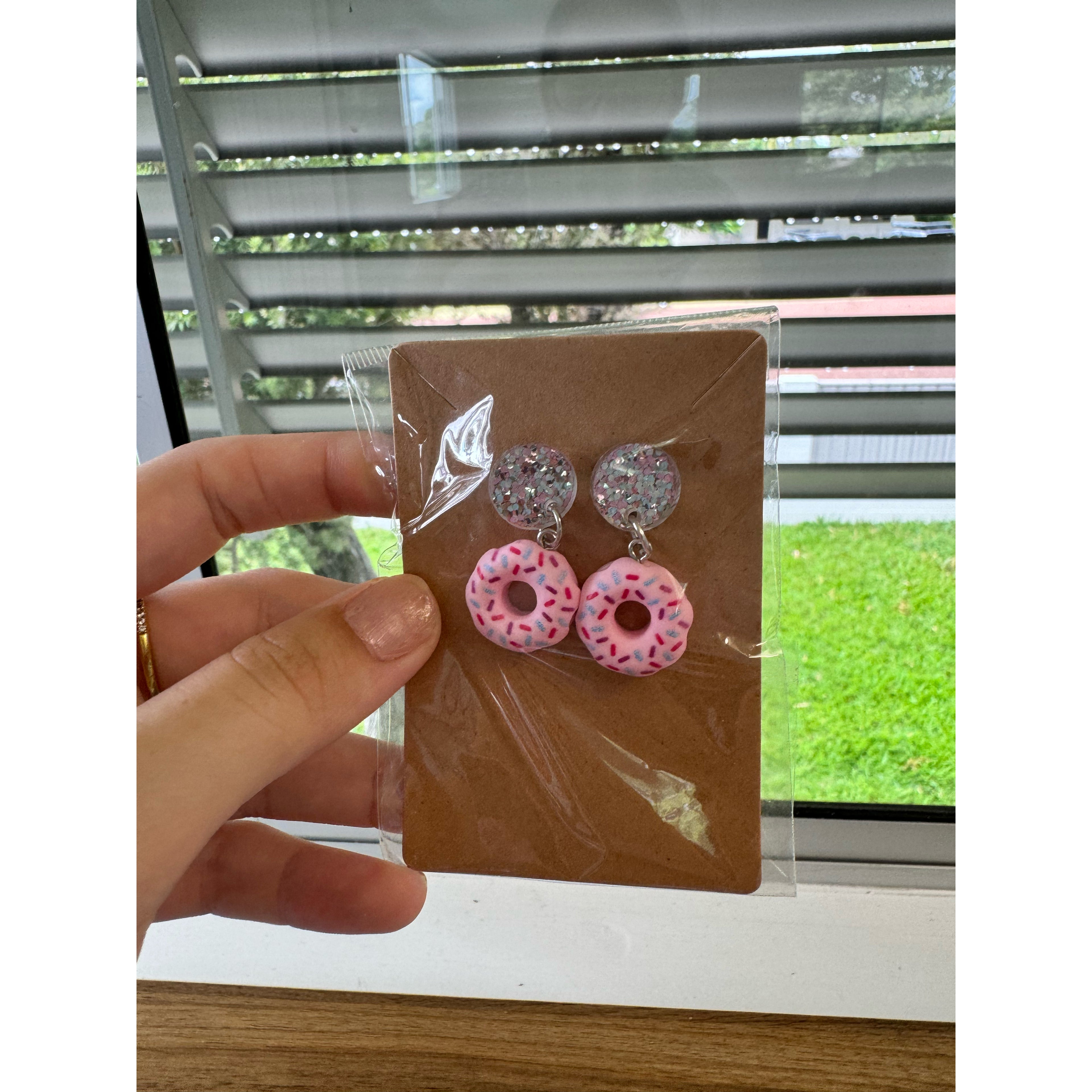 Glitter with Pink Donut Dangle