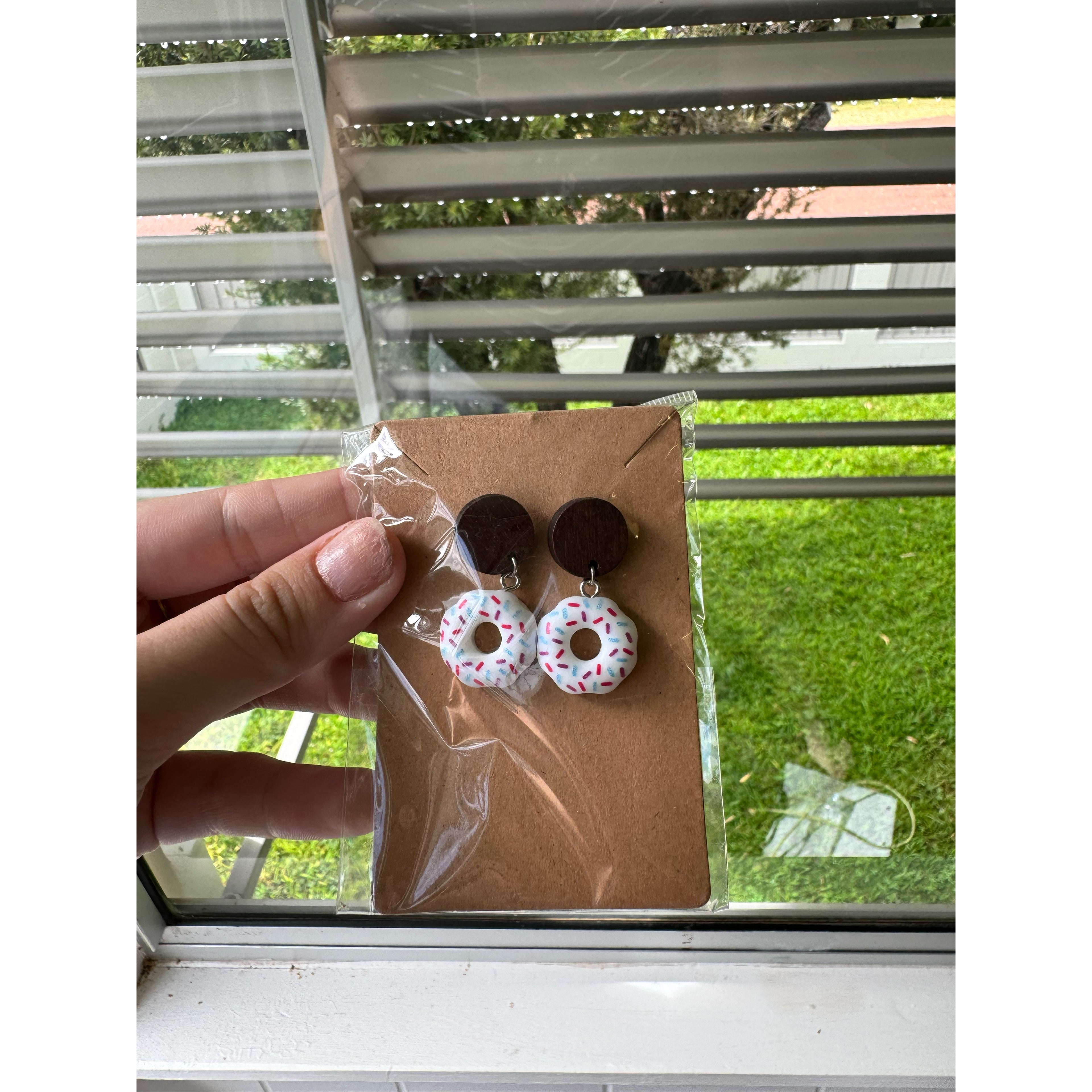 Wood with White Donut Dangle