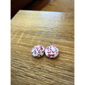 Fabric Pink & Blue Flower Earrings