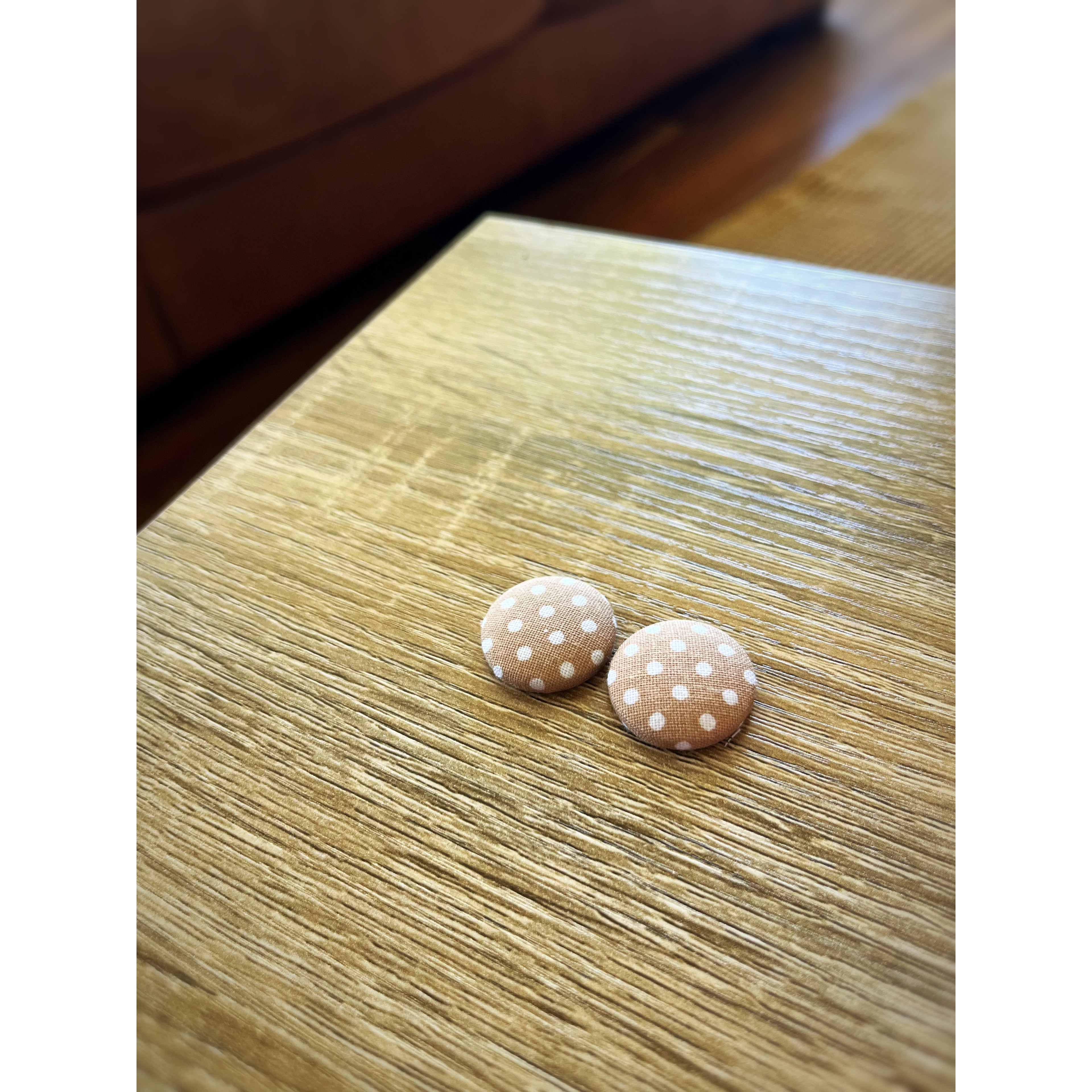 Fabric Cream Small Spot Earring