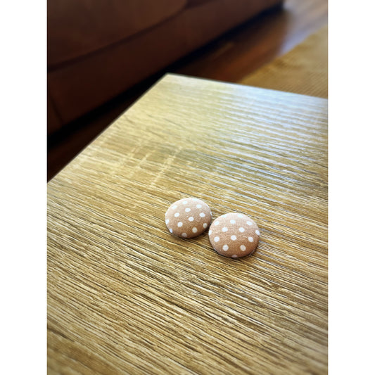 Fabric Cream Small Spot Earring