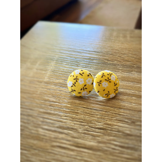 Fabric Yellow Flower Earring