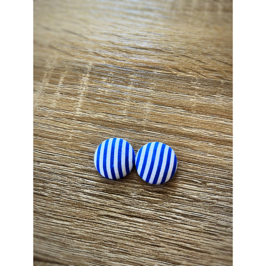 Fabric Blue Stripe Earring