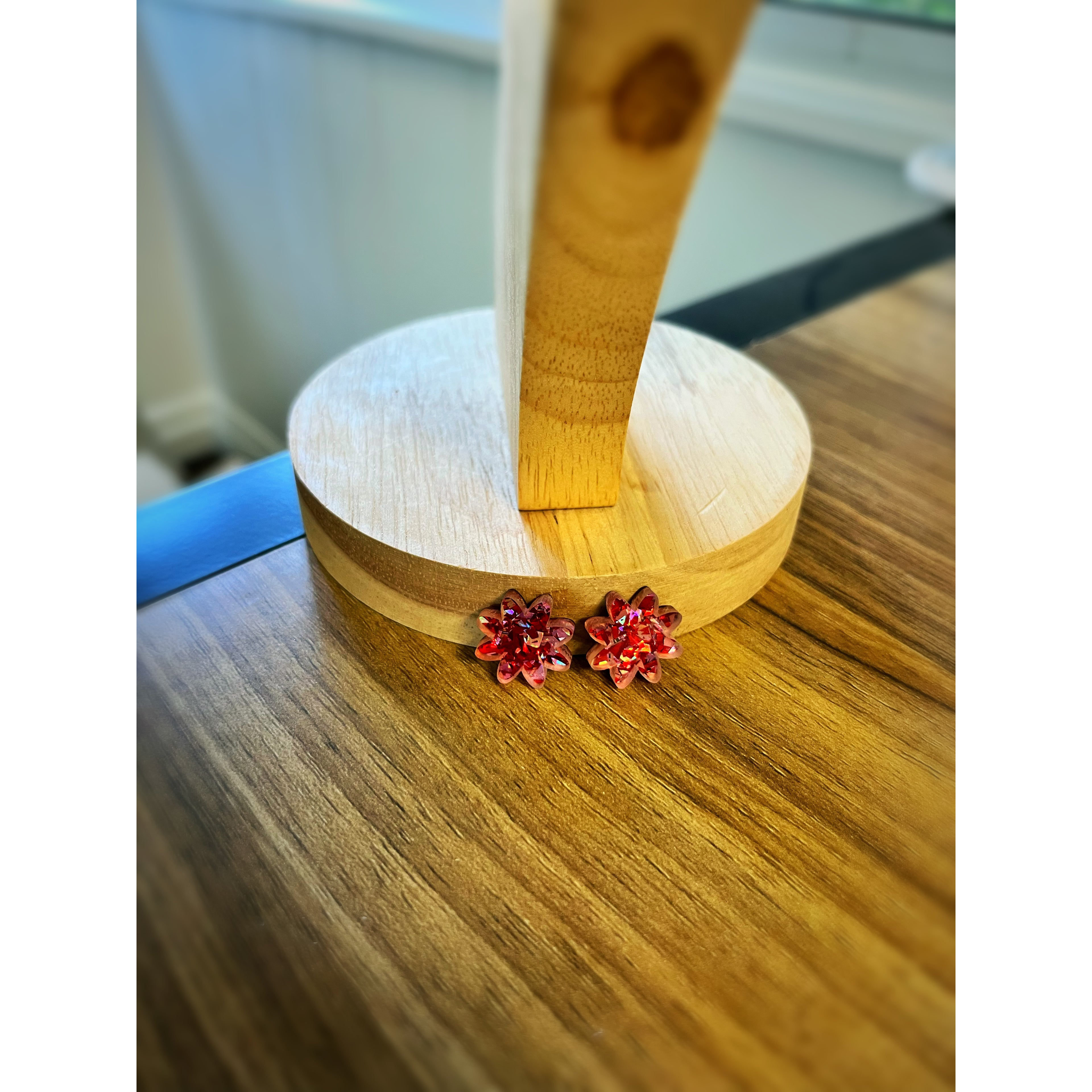 Chunky Love Glitter Flower Earrings